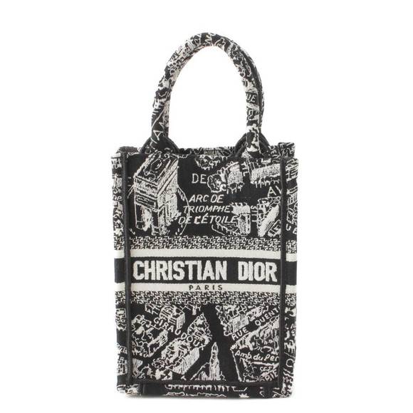 Dior Christian Phone Book Black Bag Canvas Tote Embroidery - Picture 1 of 1